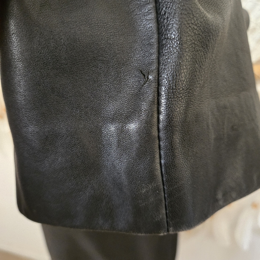 Vintage 80s Siena Studio 100% Leather Straight Tapered Leg High Waist Pants 10 - Picture 9 of 9